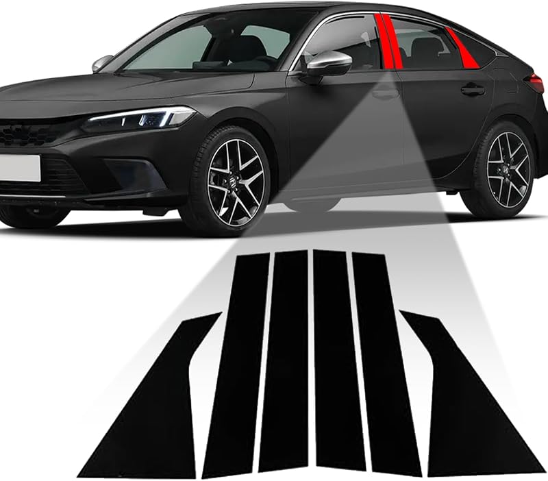 Moldura de acabamento das janelas das portas Honda Civic Sedan 10ª geração TOTITOM – 6 peças, preto brilhante