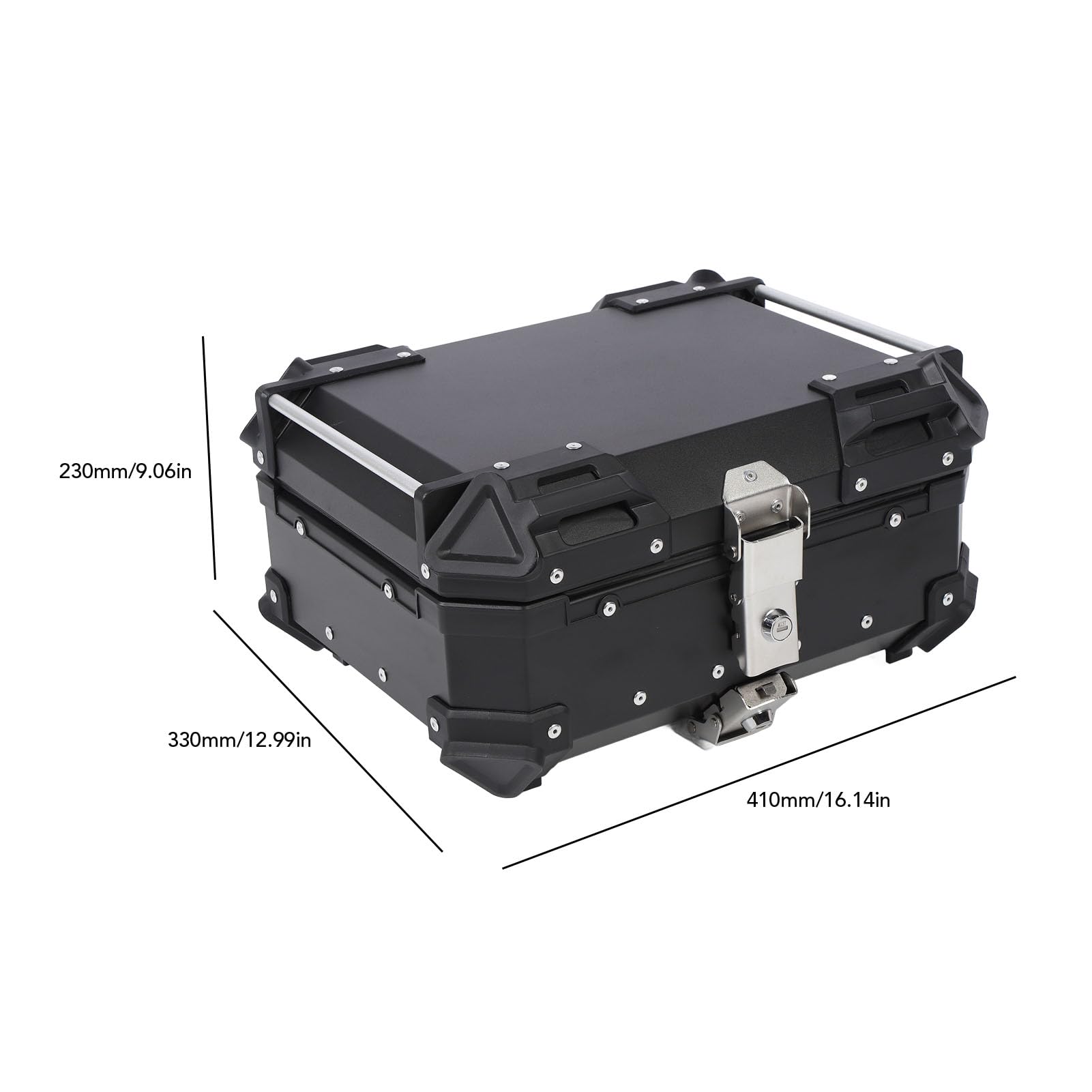 25-Liter-Motorrad-Topcase, 25-Liter-Heckkoffer aus Aluminiumlegierung mit Sicherheitsschloss, Universelle Motorrad-Gepäckträgerbox, KofferraumHeckbox für Helm, Regenmantel