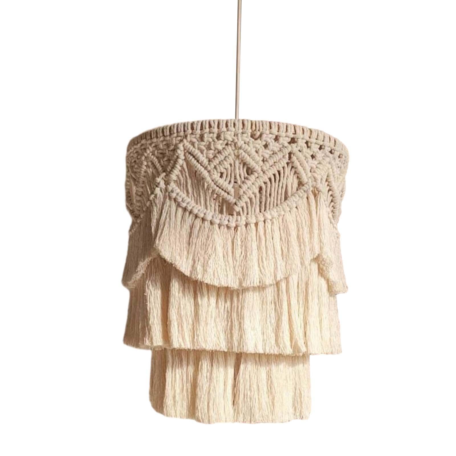 Abat-Jour Macramé Boho 30cmx40cm - Suspension Élégante Pour Salon Et Chambre