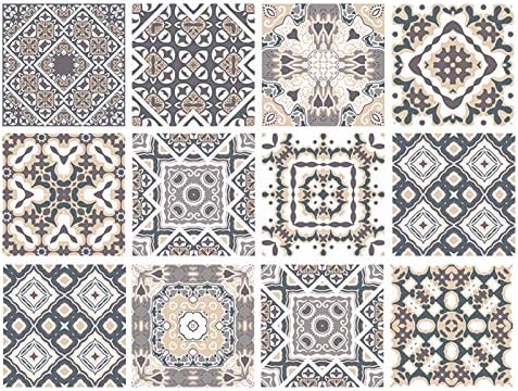 kakofaci Mandala Decorative Wall Stickers Set 12 Units 6x6 inches, Peel & Stick Vinyl Self-Adhesive Tile Stickers. Home Decor. Staircase. Furniture Decor. Kitchen Backsplash