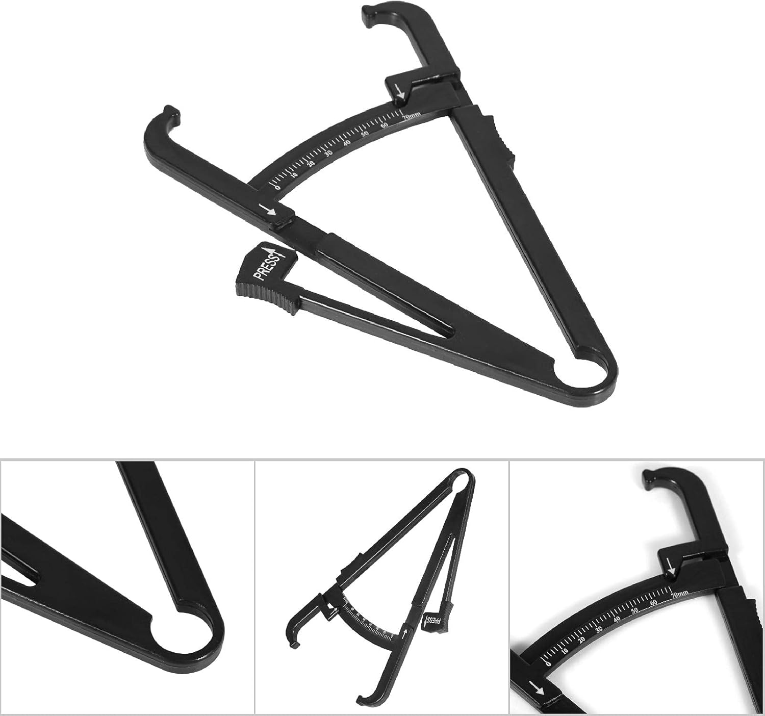 Dioche Body Fat Caliper for Body, Skinfold Calipers Measure Tool for Accurately Measuring BMI Skin Fold Fitness Measurement Device for Weight Management Black