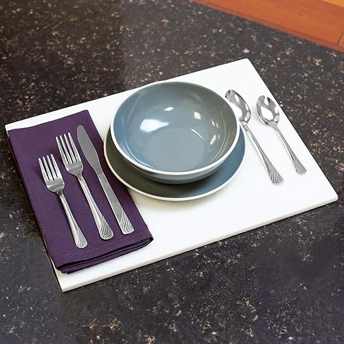 Miniatura 4 de Home Basics, El River - Cubertería de acero inoxidable, elegante acabado de espejo, para 4 personas, incluye cuchillo/tenedor, juego de 20 piezas,