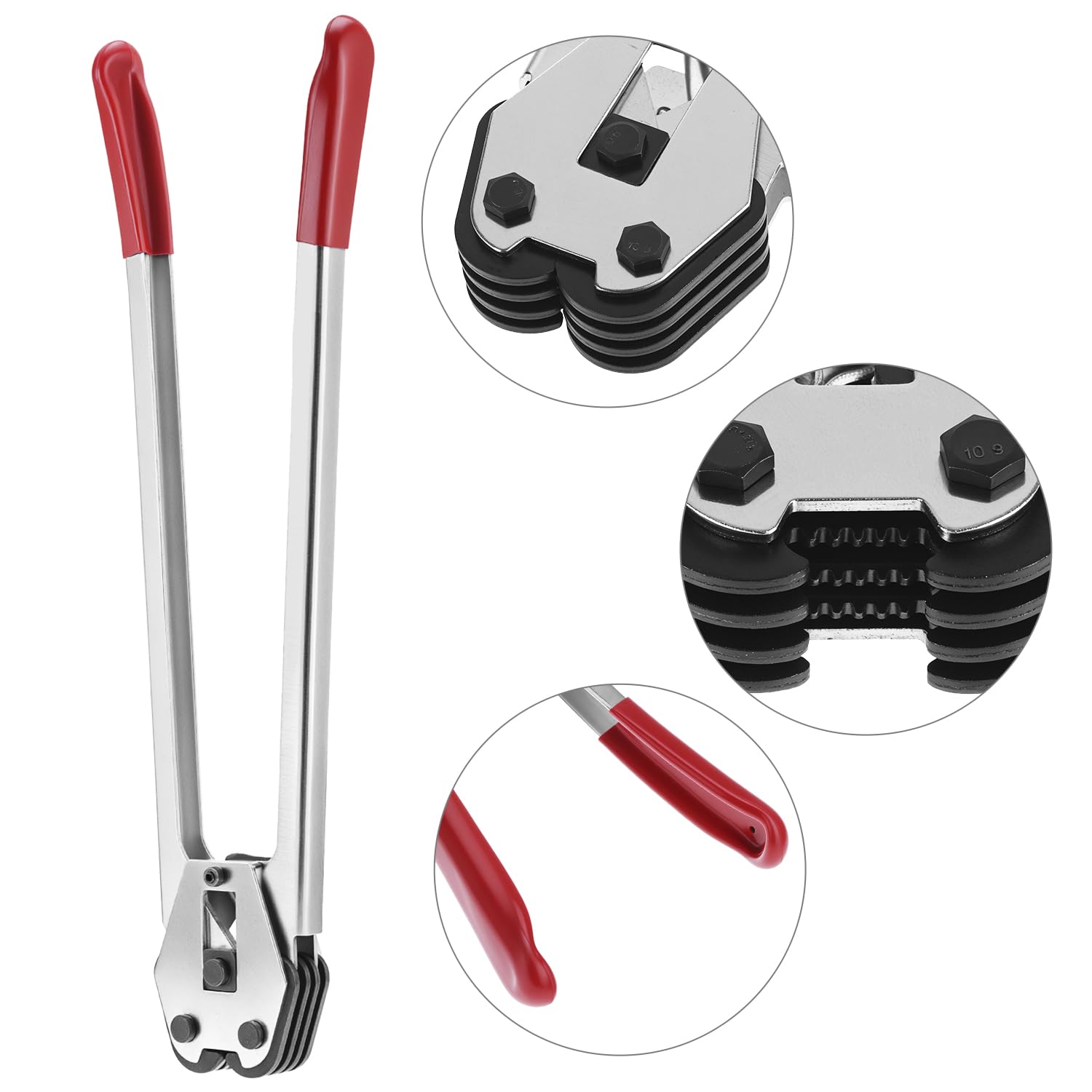 Kit di Utensili per Legatura ad Alta Resistenza per reggette in polietilene da 1/2" a 3/4", Include tenditore per reggette in polietilene, utensile per Fascette sigillanti e 200 sigilli.