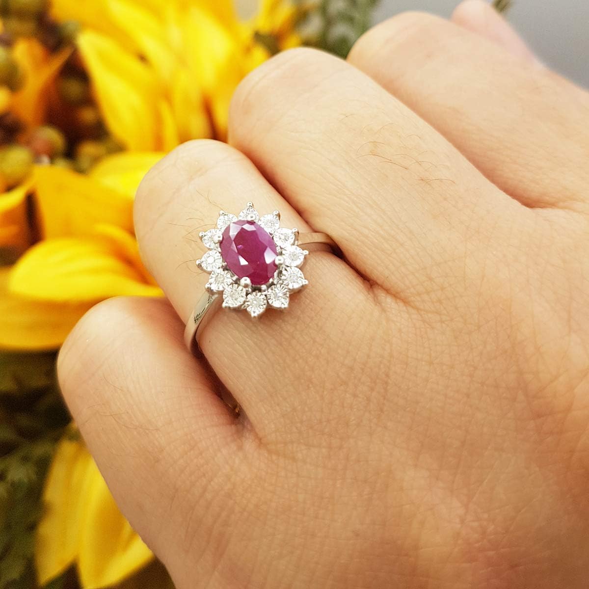 Dazzlingrock Collection Kate Middleton Diana Inspired 10K Real Solid Gold Natural Diamond & Ruby Engagement Ring