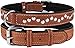 CollarDirect Hundehalsband mit Nieten, Leder, für kleine und mittelgroße Welpen, weich gepolstert, Braun/Schwarz (Braun, 28-33 cm)