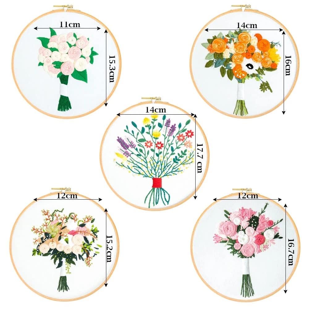 Patrones de Ramo de Flores Kit de Bordado DIY Artesanía Conjunto de Punto de Cruz Paquete de Materiales sin aro de Bordado Suministros de Costura (Color : F)