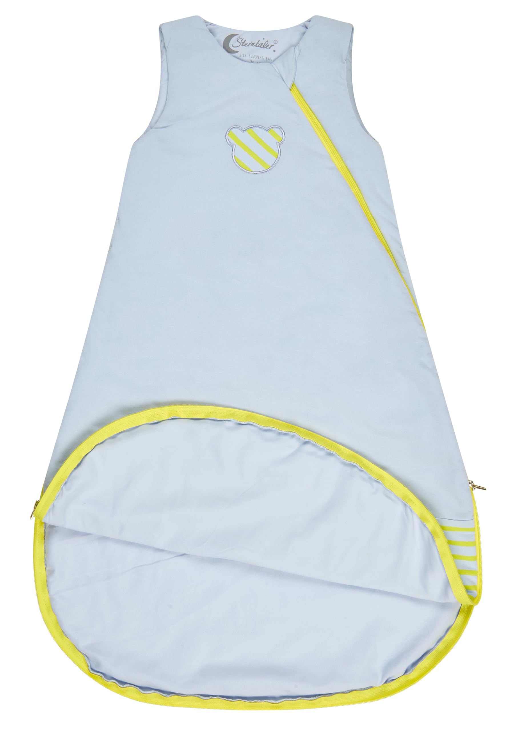 Sterntaler Schlafsack Familie Bär mit Jersey-Oberstoff, Hydrocool Futter, leichter Wattierung und praktischem Zwei-Wege-Reißverschluss in eisblau, 1,50 TOG, Größe 70