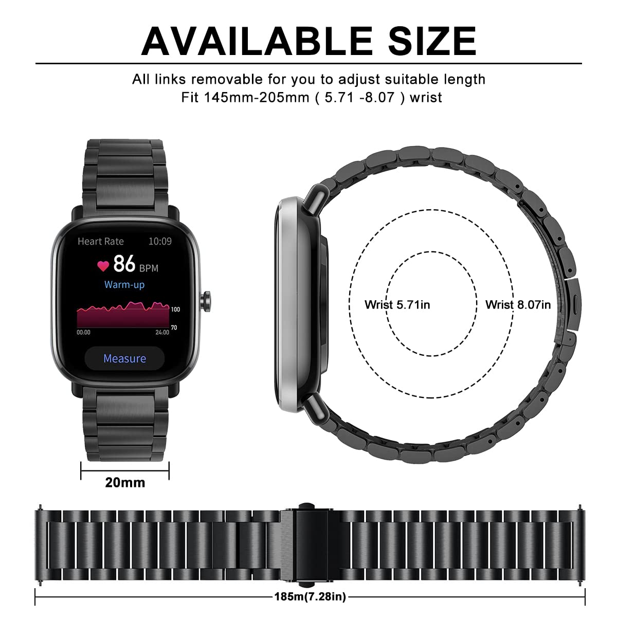 Niboow 20mm Cinturino per Amazfit GTS 4/GTS 3/GTS 4 Mini/GTS 2 Mini/GTS 2/GTS 2e, Acciaio Inossidabile Metallo Magnetico Cinturino per Amazfit Bip 3 Pro/ Bip Lite/Bip S/Bip U Pro/Bip S Lite - Blu
