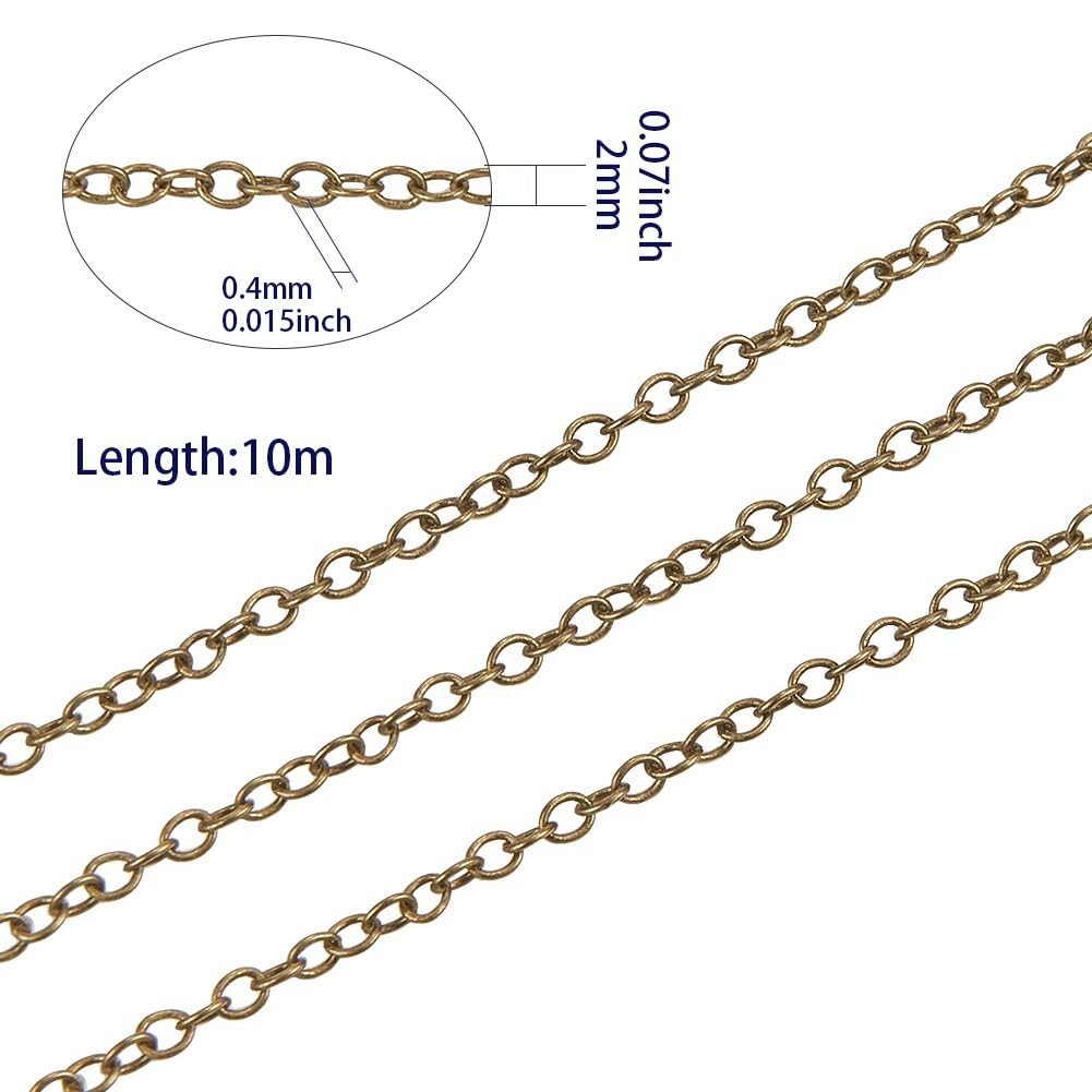 Catena Per Gioielli Fai Da Te - 10m Bronzo Antico Con Moschettoni E Anelli Di Salto - Kit Completo Creazione Collane