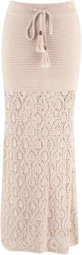 Zimmermann Falda Midi de Ganchillo Crema y Jengibre de Segunda Mano