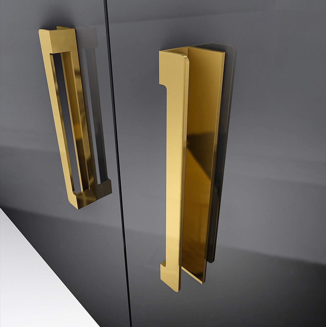 HRX Self-Adhesive Edge Fingerpull Door Handle - Easy to Install Screwless Peel and Stick on Glass, Wood, Metal, Plastic - Sliding Doors Knob for Kitchen Fronts, Drawers & Dressers Panels - 2 Pack