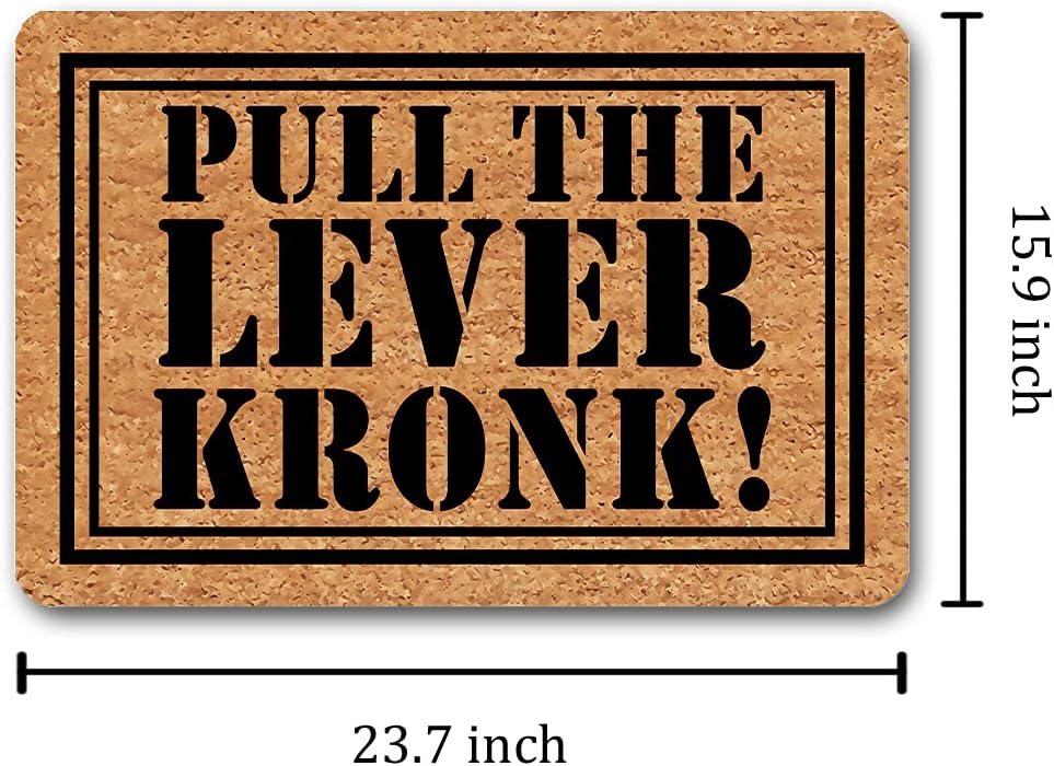 Funny Welcome Indoor Door Mats for Front Door Pull The Lever Kronk Pull Lever New Groove Doormat Housewarming Monogram Kitchen Rugs and Mat With Anti-Slip Rubber Back Novelty Gift Mat(23.7 X 15.9 in)