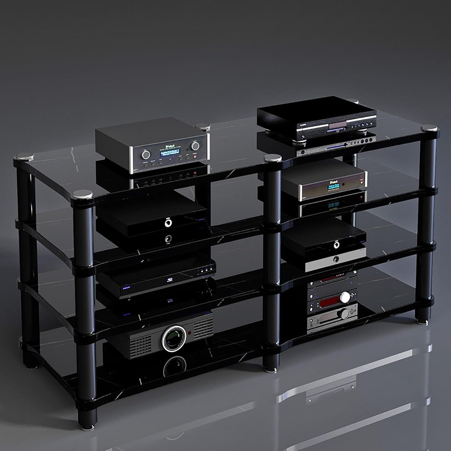 Scaffale da gioco, robusto supporto audio per soggiorno, mensola per proiettore, DVD e giochi, design versatile per l'intrattenimento