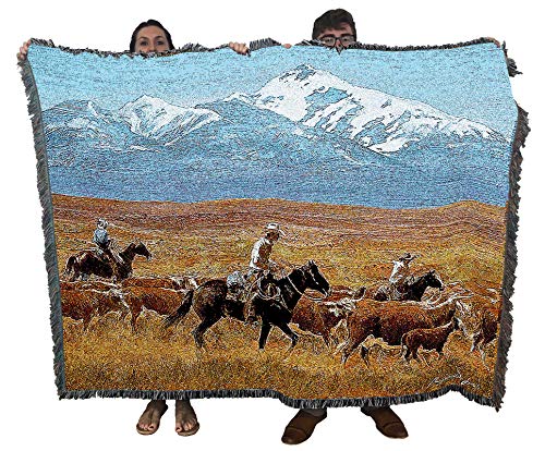 Pure Country Weavers Homeward Bound Blanket by Reginald Jones - Gift for Horse Lovers - Western Throw Woven from Cotton - Made in the USA (72x54)
