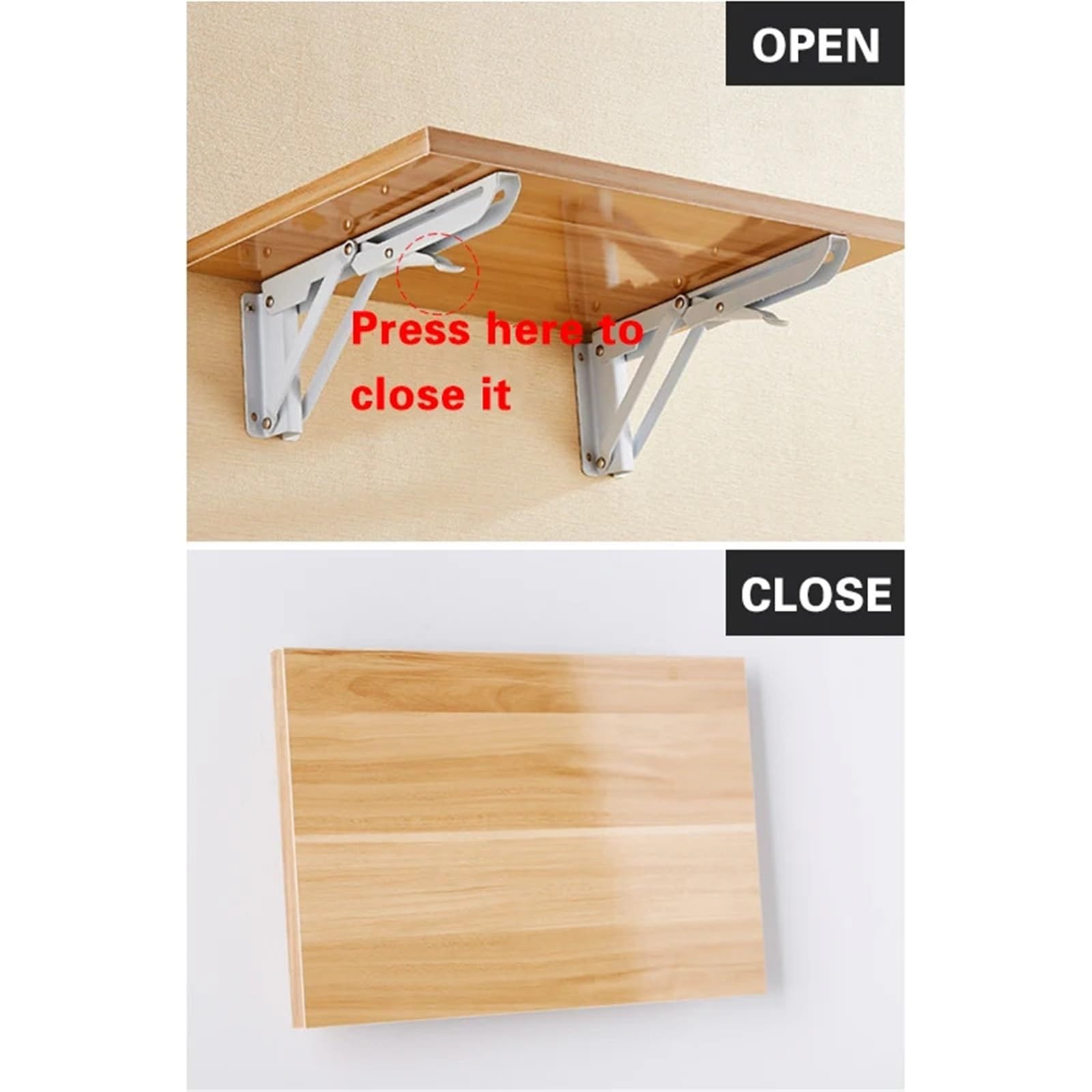 4 soportes triangulares pesados y plegables de 65 kg, ajustables para montar en la pared, soporte para estante de mesa, soporte para muebles