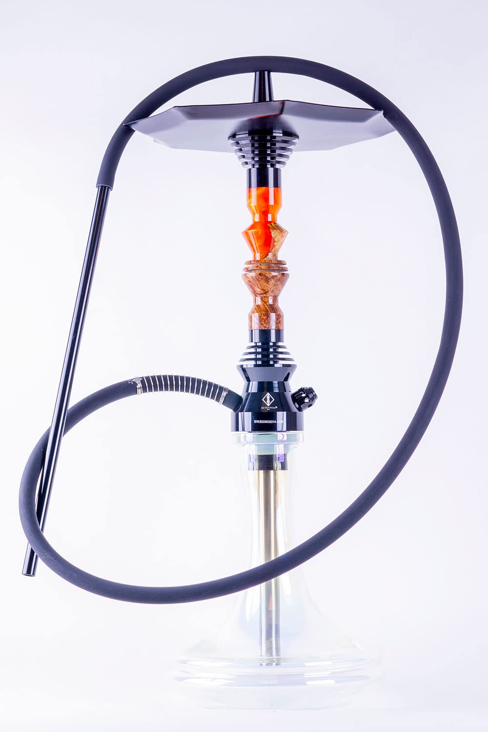 B2 Hookah Precious Cut Collection Orange Clown Burl Wood INCLUDES MATCHING VASE