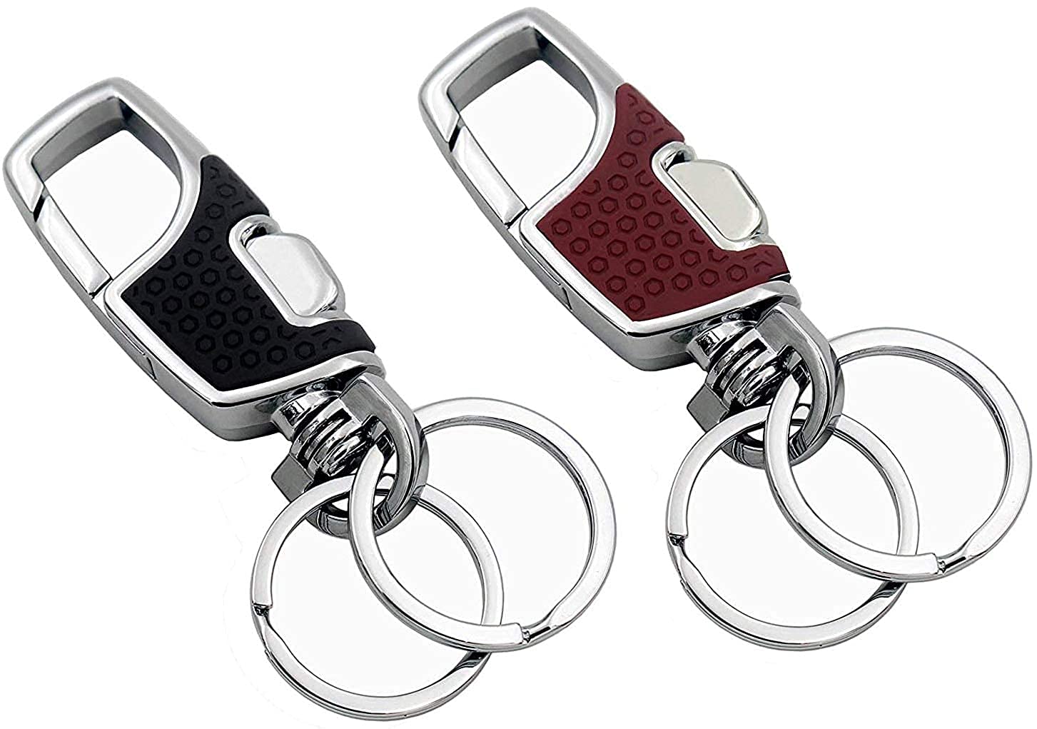 Rangwell Metal Keychain For Men Stylish/Double Key Ring Hook Keychain Holder For Bikes Car Keychains & For Gift (Multicolor)