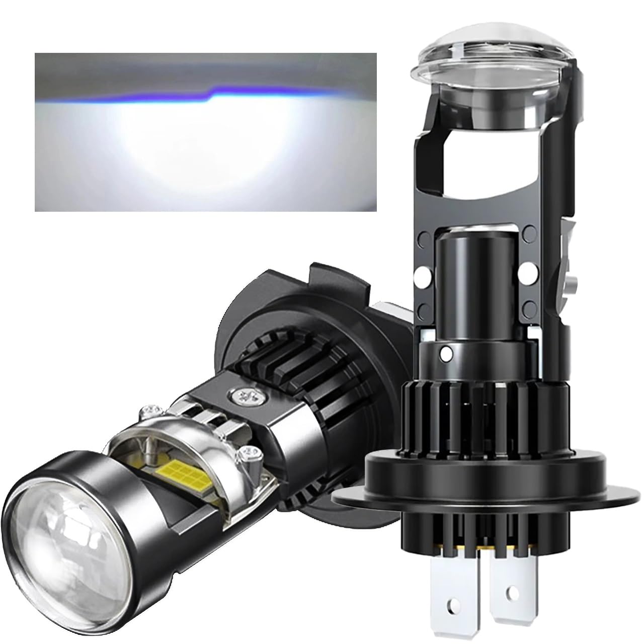 CHOPDARK H7 LED Bulb Mini Projector Lens for Left-Hand Drive Low Beam 20000Lm 6500K White Light 60W Fog Lamps Plug and Play 2pcs