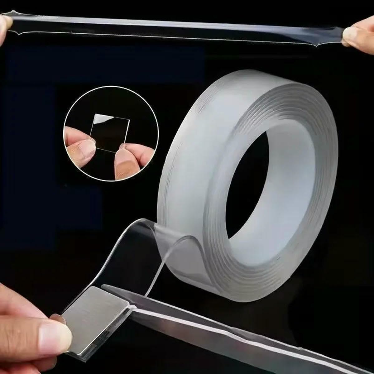 Nastro biadesivo nano, nastro trasparente impermeabile extra forte, senza tracce, nastro decorativo riutilizzabile, addensato, strumenti per la casa - 50 mm - Nastro nano - 20 m - 1 mm