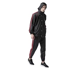 USI Sauna Suit For Men, 415SZ Men's Black Polyester Sauna Suit For Fitness Weight Loss Exercise Gym Training, Heavy Duty Sauna Sweat Suit, Gym Suit, Hook & Loop (S, Black)