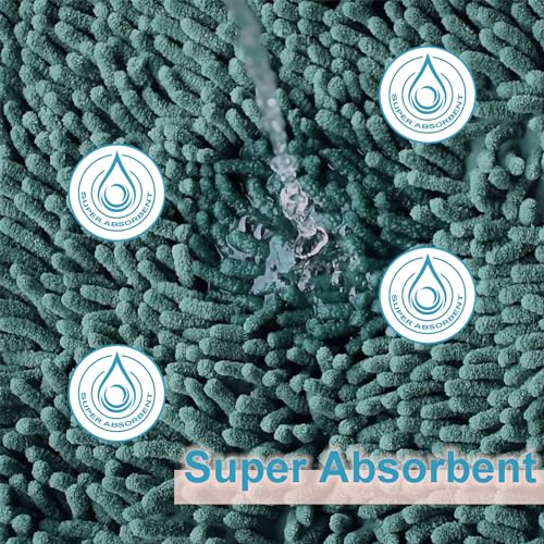 MEGAROOM Non Slip Chenille Bath Mat Set, Bathroom Mat Set including U-Shaped Toilet Mat - Image 3