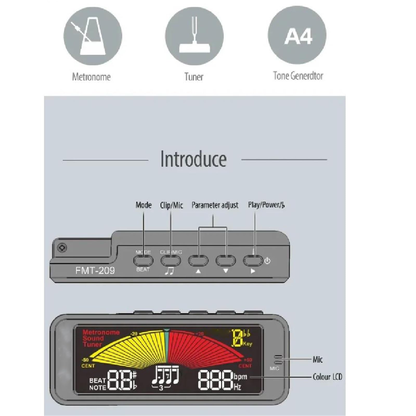 360 Clip On Violin Tuner Metronom Akumulatorowy Cyfrowy Generator Dźwięków Część