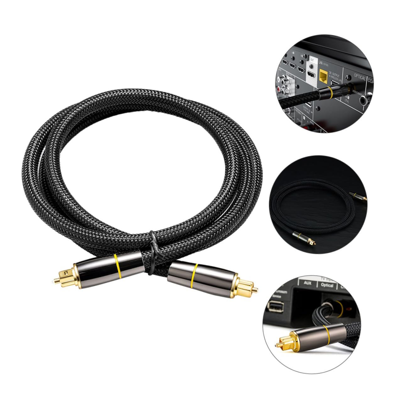 Kisangel Optisches Digital Audiokabel 20 Meter aus Glasfaser, Schwarz