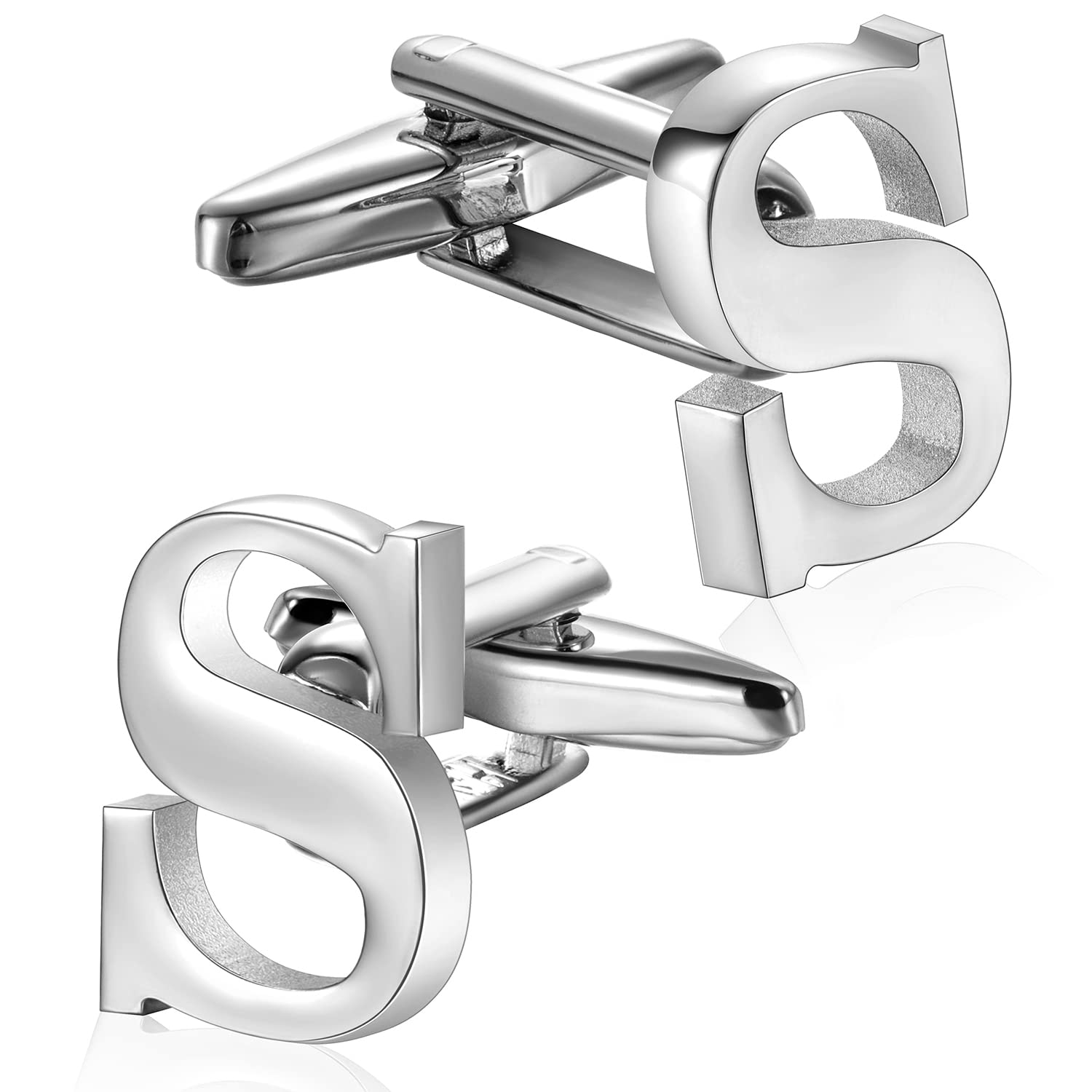 HAWSONSilver Plated Gold Letter A-Z Uppercase Cufflinks Wedding Formal Business Gift Tuxedo Shirt