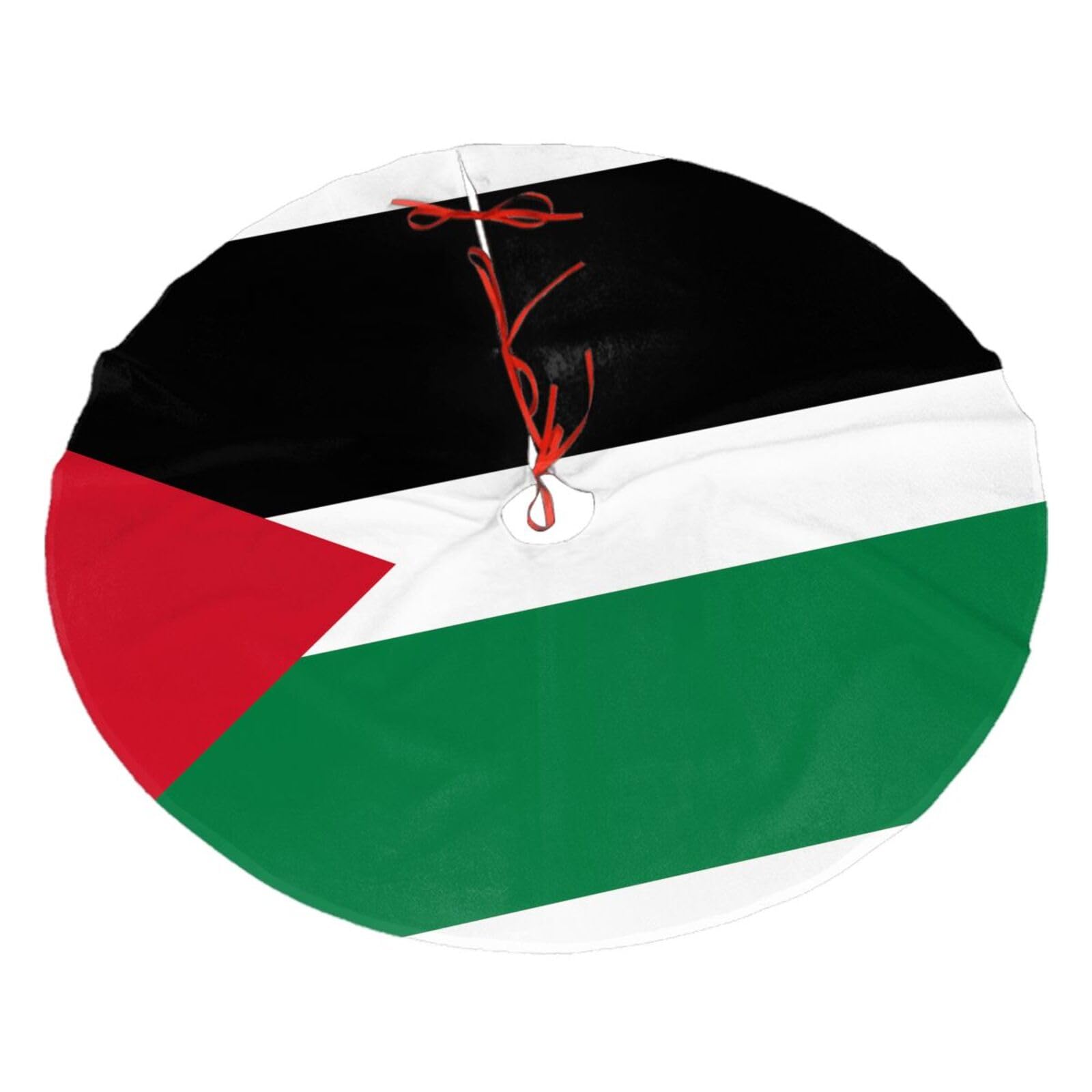 Flag of The State of Palestine Printed Christmas Tree Skirt Christmas Plush Tree Skirt 36 inches (about91 cm) ChristmasIndoor and Outdoor