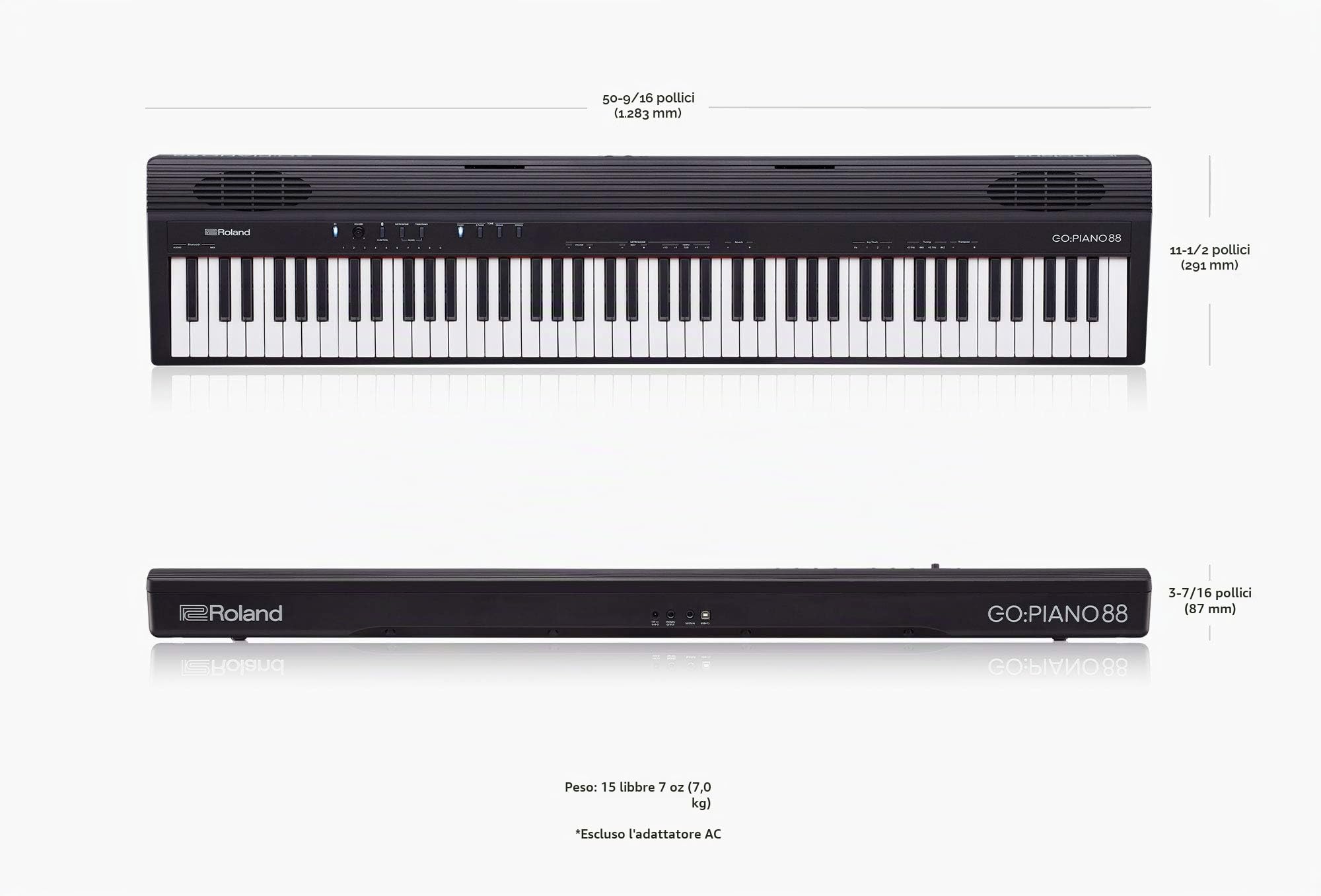 Roland GO:Piano88 Pianoforte Digitale, Piano a 88 Tasti di Dimensioni Standard