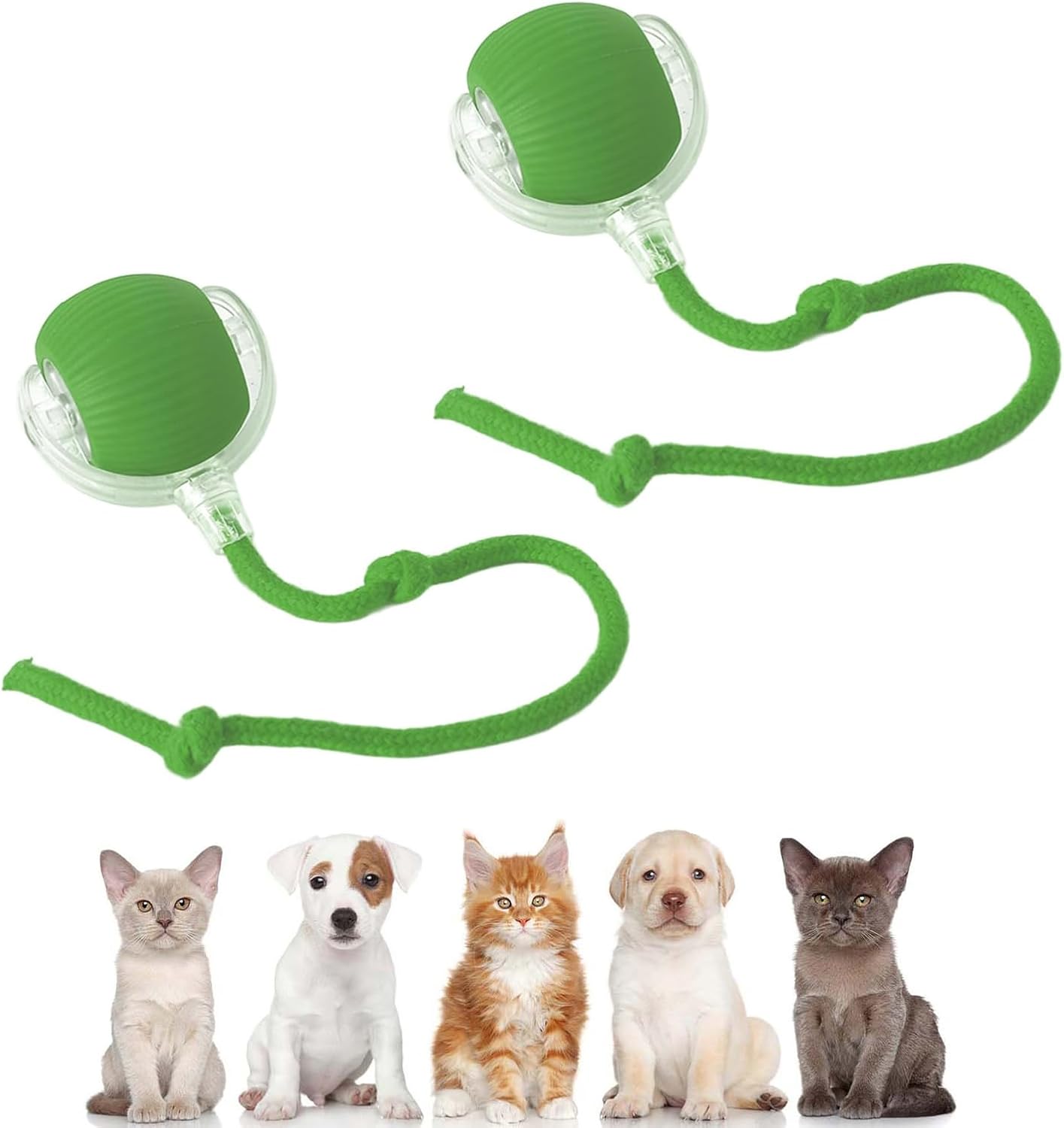 2026 Upgrade Cat Toy USB Charge, 360° Smart Automatic Rolling Three Modes, Fast Charging and Long Lasting, Adaptable to All Cats (Green*2)