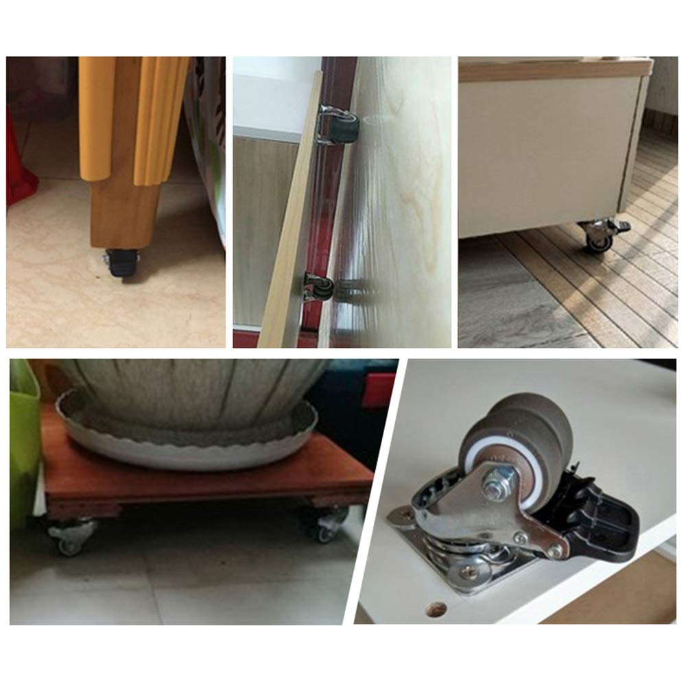 F 50 mm cichy uniwersalny podwójny koło koło kierownicy z hamulcem Koło pasowe koła kierunkowego Ruchome koła z rolkami do mebli opakowanie 4 szt., mocne łożysko (B)