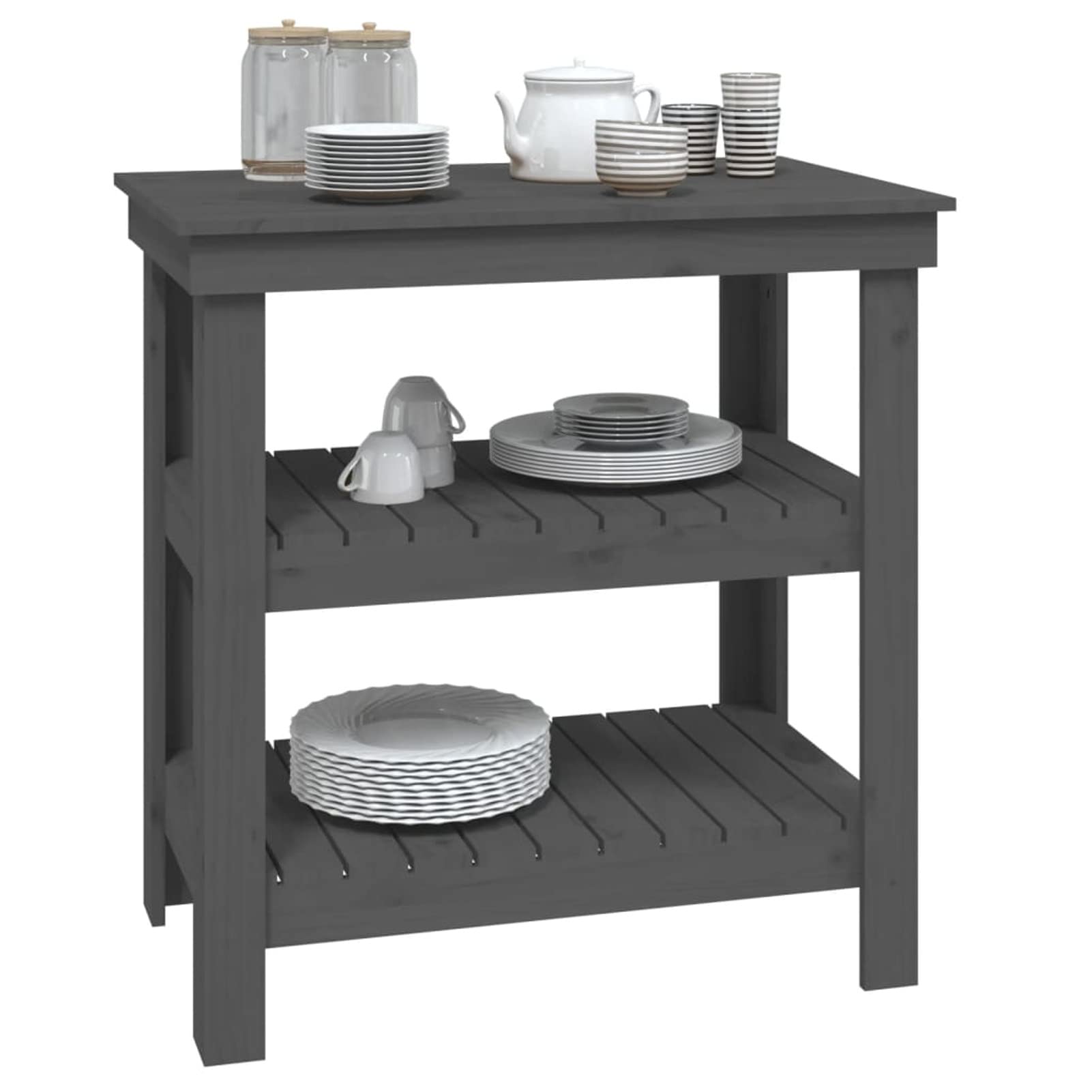 Lechnical Banco da Lavoro Grigio 78,5x50x80 cm in Legno Massello di Pino,Banco da Lavoro,Banco da Lavoro Officina,Banco da Lavoro Garage