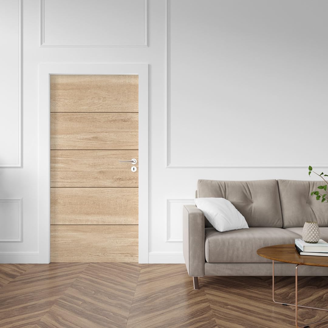 Sticker Porte Rainurée Bois Chêne 204 x 73 cm