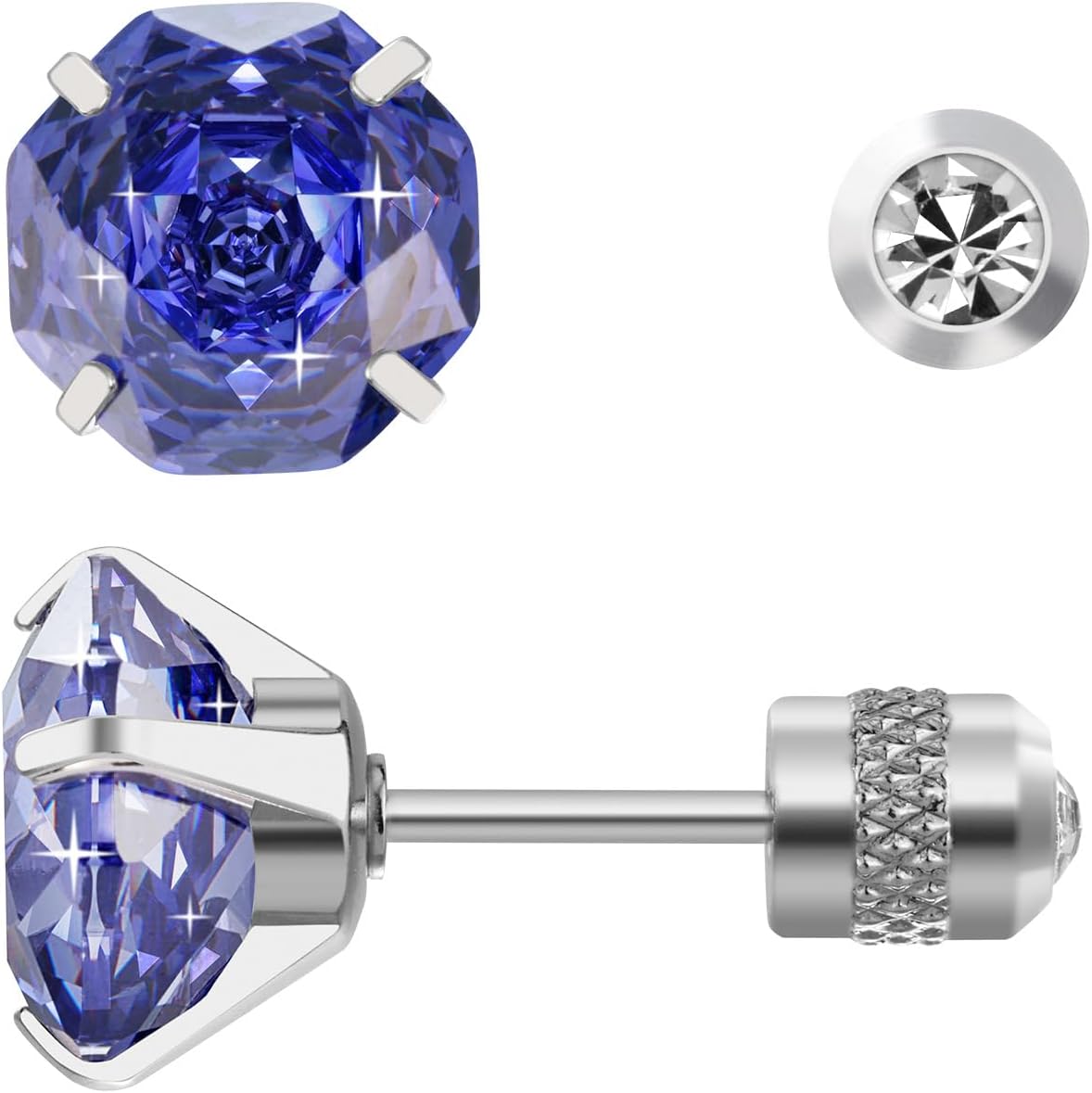 Titanium Stud Earrings, Rose-cut Zirconia Earrings Studs, Hypoallergenic & Nickel Free, Ideal for Sensitive Ears, Everyday Jewelry, Minimalist Elegant Design, Gift Box Included