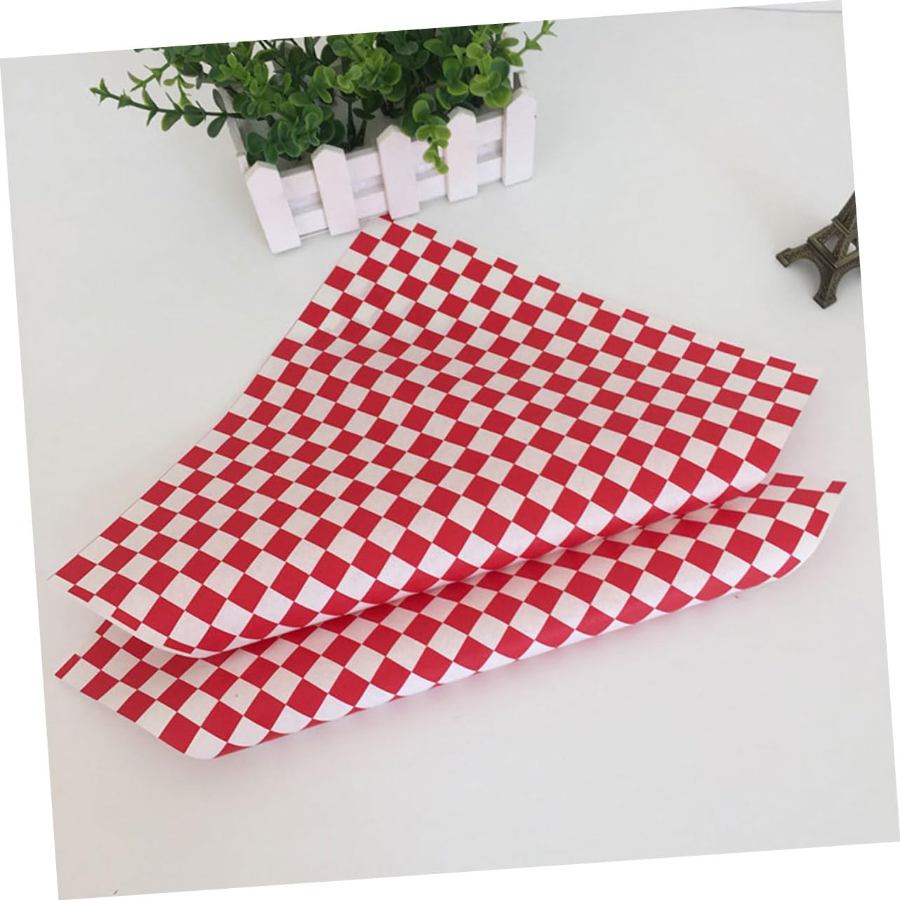 Gatuida 200hojas Papel Encerado Para Alimentos Resistente Grasa Para Freír Envolver Pollo Frito Cuadros Rojos