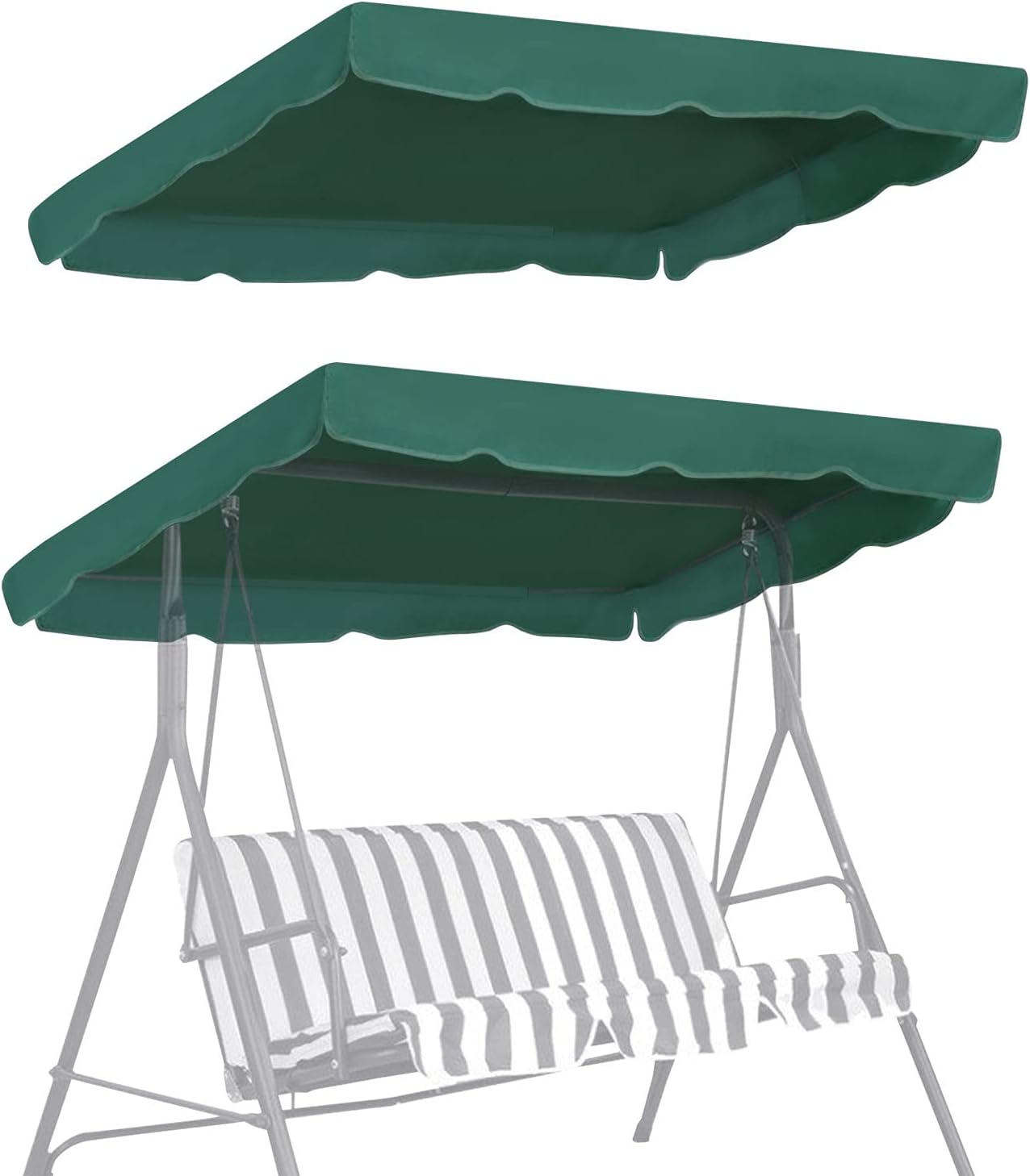 BenefitUSA Canopy ONLY Patio Outdoor 65x45 Seat Furniture Swing Canopy Porch Top Replacement Cover (Green)