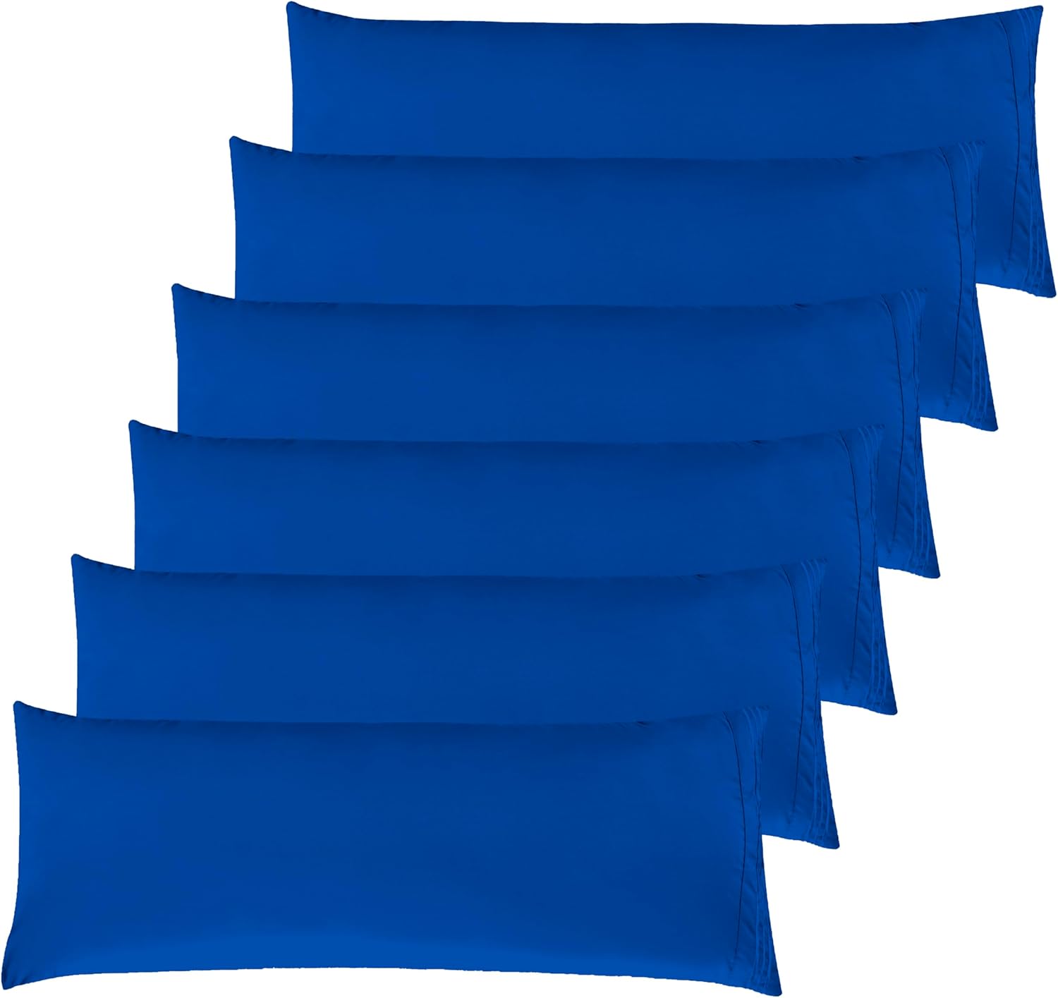 Elegant Comfort 6-PACK Solid Pillowcases 1500 Premium Hotel Quality Microfiber - Smooth Weave, Wrinkle and Stain Resistant, Easy Slip-On, 6-Piece Set, Body Pillowcase, Royal Blue
