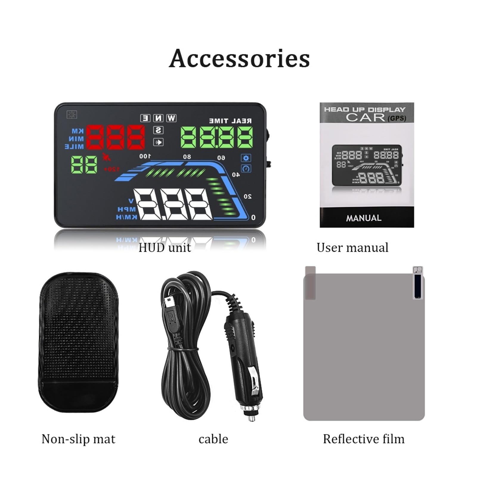 Q7 Auto Car HUD GPS Head Up Display HD 5,5 ''velocímetros Exceso De Velocidad Advertencia Multicolor Tablero Parabrisas Proyector Seguro FáCil De Usar