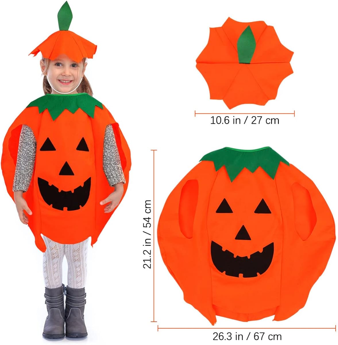 Miniatura 2 de MAGICLULU 1 juego de calabaza de Halloween, ropa de cosplay, farol, cara de disfraz para fiesta de Halloween