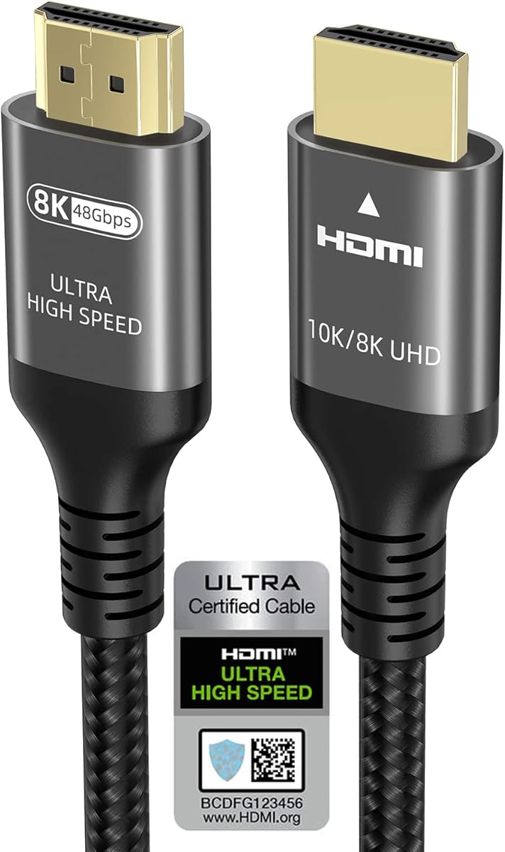 10K 8K 4K HDMI Kabel 48Gbps 1.5M, Zertifiziertes Ultra High Speed HDMI® Kabel 4K 240Hz 144Hz 8K 60Hz 0.01ms HDR10+ ARC eARC HDCP2.3 Netflix Roku TV PC Monitor Projektor PS5 Xbox