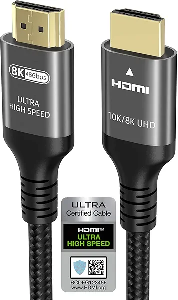 Ubluker 10K 8K 4K HDMI Cable 48Gbps 6.6 FT, Certified Ultra High Speed HDMI® Cable 4K 240Hz 144Hz 120Hz 8K60Hz 0.01ms HDR10+ eARC HDCP2.3 Netflix Roku TV PC Monitor Projector PS5 Xbox