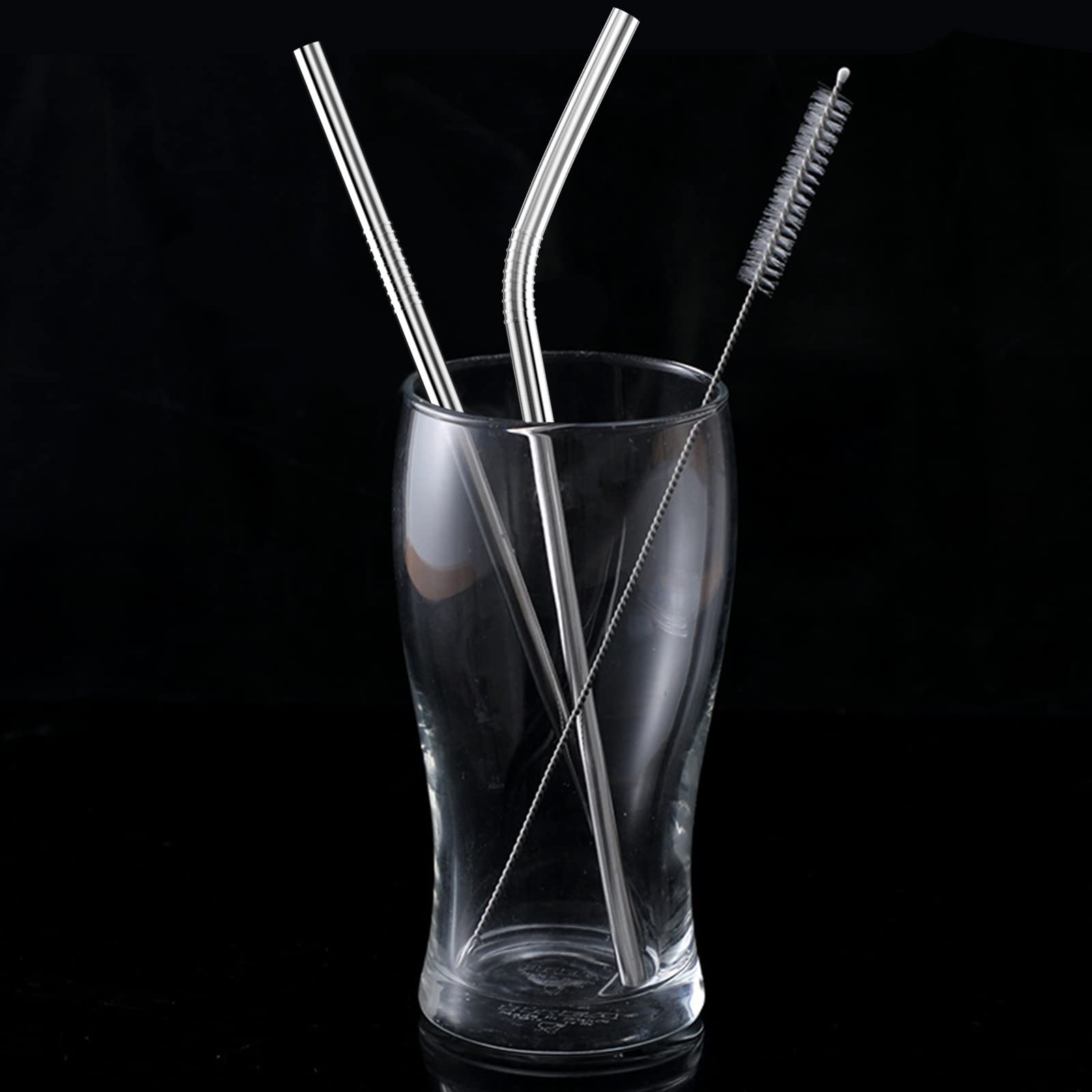 Set Di 12 Cannucce In Acciaio Inossidabile Riutilizzabili - 6 Dritte E 6 Curve Con Spazzole Per Pulizia - Foto 4