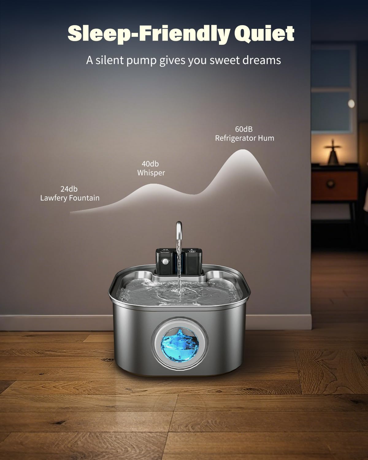 Cat Water Fountain Replacement Pump for 3.2L/108oz Wireless Stainless Steel Cat Fountains (SB05) - image 3