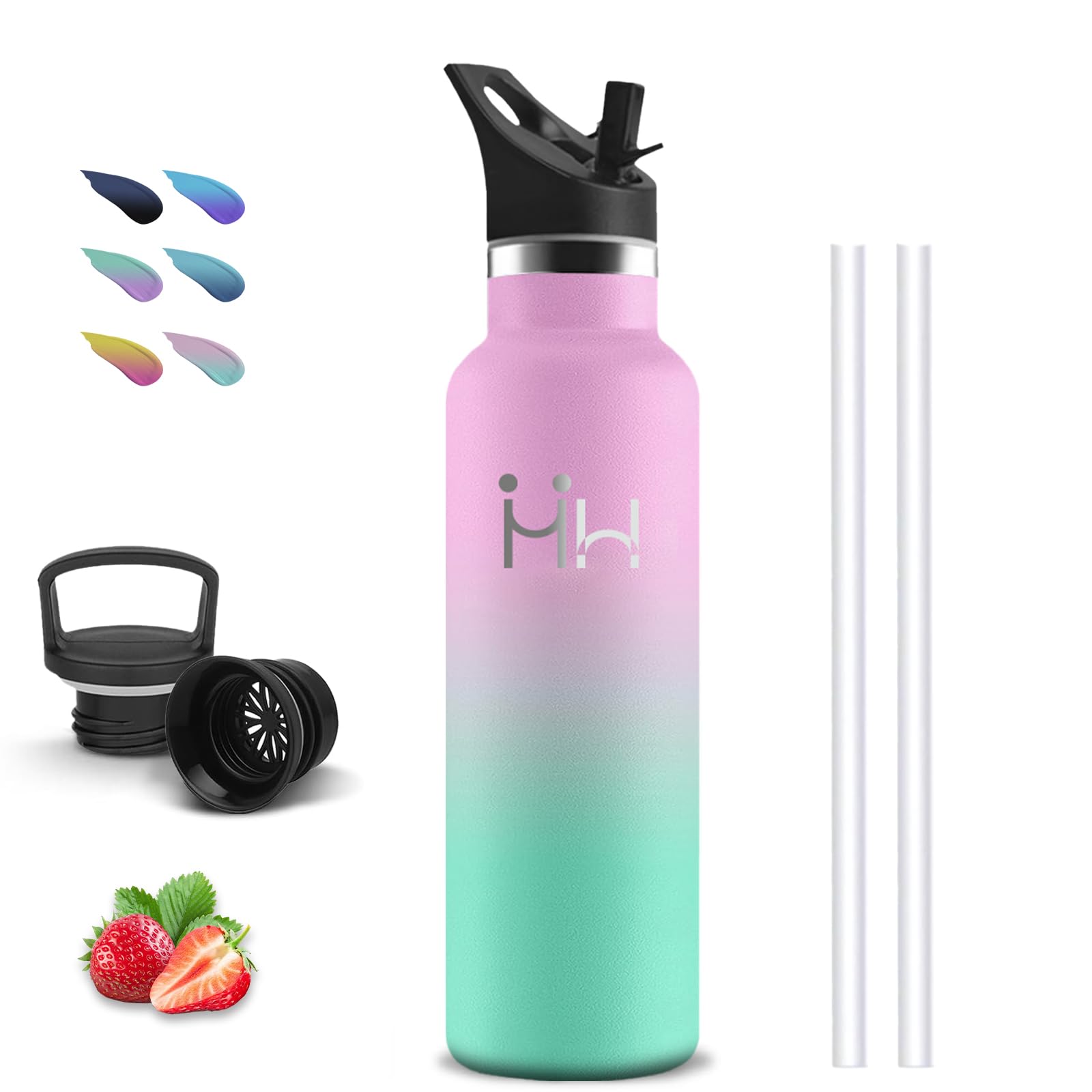 Edelstahl Trinkflasche 0,75 Liter Mit Strohhalm – Doppelwandig, Isoliert, BPA-frei, Für Sport & Outdoor