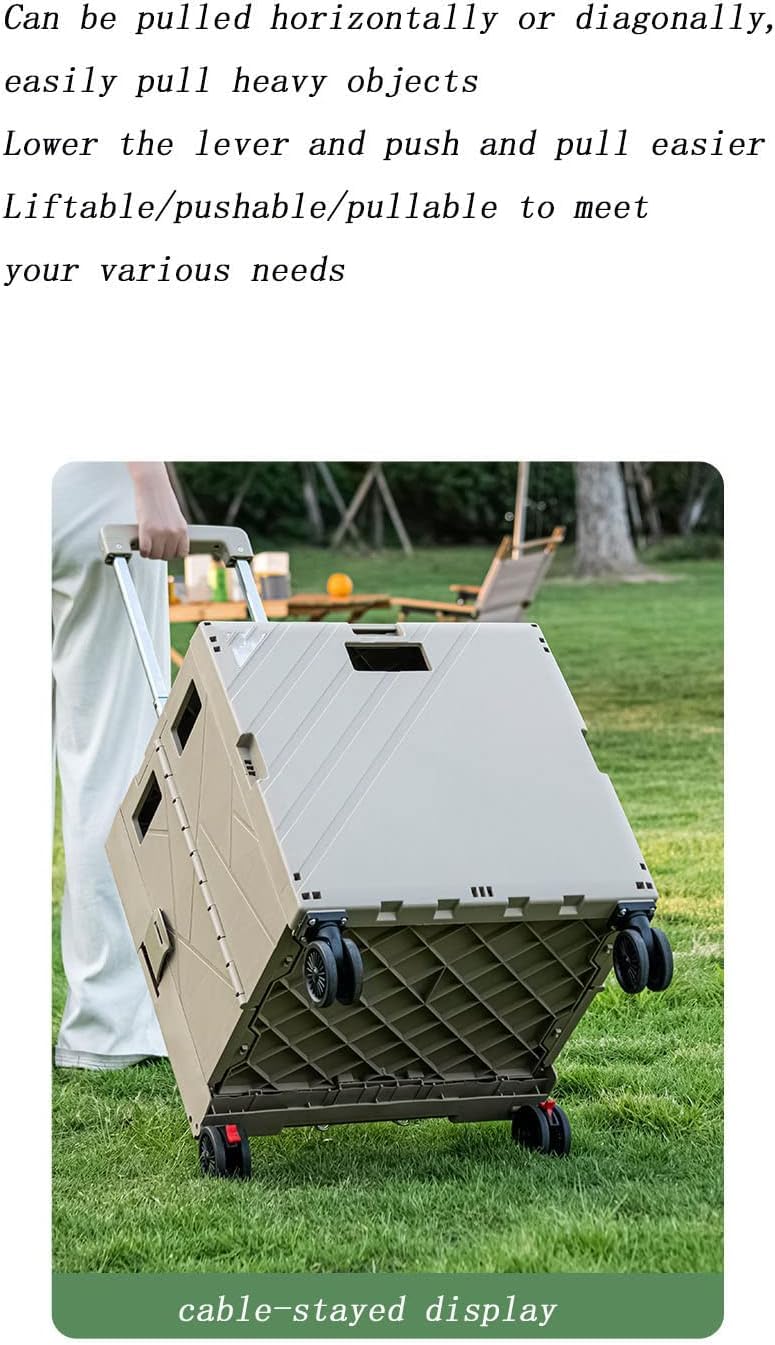 Scatola portaoggetti pieghevole da campeggio e carrello multiuso con manico regolabile, perfetta per insegnanti, ufficio, shopping e casa, soluzione organizzativa portatile (bianco B)