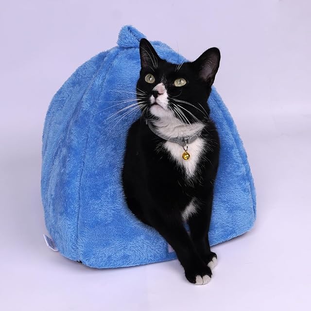 Foto 7 de 8 de Cama Cueva para Gatos y Perros pequeños Felpa Suave y cálida Base Antideslizante cojín extraíble y Lavable…