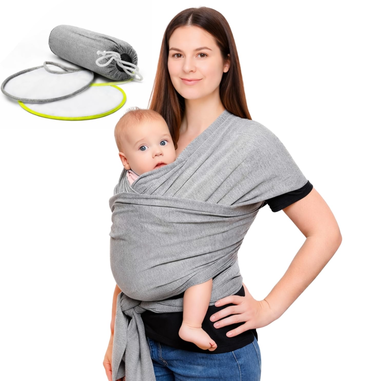 Fascia Neonato Cotone Organico Traspirante con 2 Bavaglini Inclusi Fascia Porta Bambino Fino a 15 kg Elastica Ergonomica 100% Made in Italy Leggero e Morbido Regalo Neonato