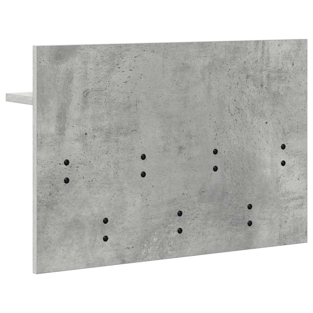 Perchero de pared gris hormigón 60 x 40 x 12 cm de material de madera con estantes y ganchos – Diseño moderno para pasillo, entrada y salón