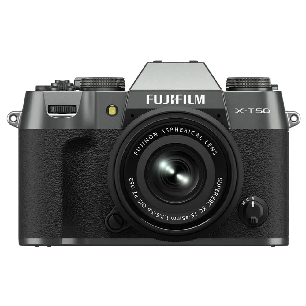 Fujifilm X-T50 40 MP APS-C X-Trans Sensor|Retro Style mirrorless Camera|4k/6.2k vlogging|High Speed Recording FHD 240fps|Advance AF with 15-45mm Optical Zoom Lens f/3.5-5.6 - Charcoal